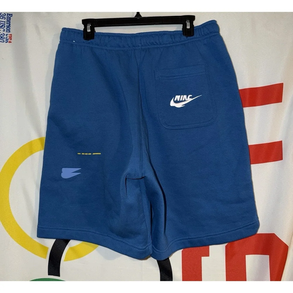 Nike Sweat Shorts Mens Large Blue Embroidered